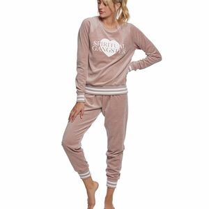 SPIRITUAL GANGSTER MAUVE PINK VELOUR TRACK SUIT